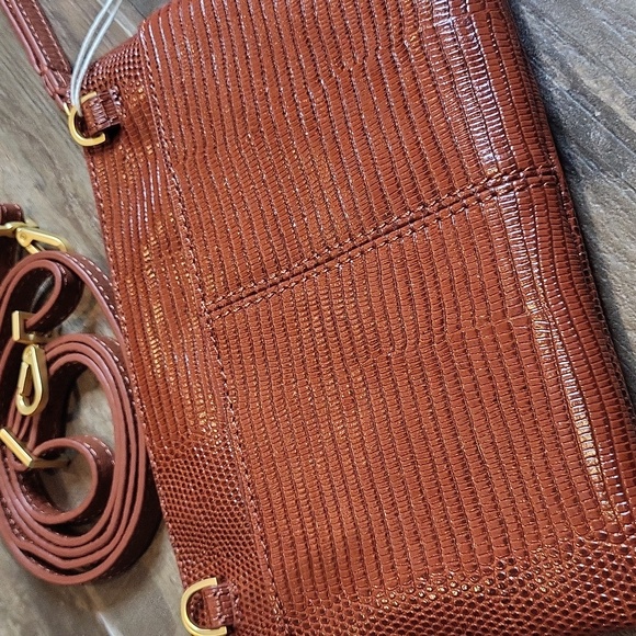 Rare Hammitt Nash Redwood Lizard Leather Clutch Wristlet Brushed Gold Hardware - Picture 12 of 15